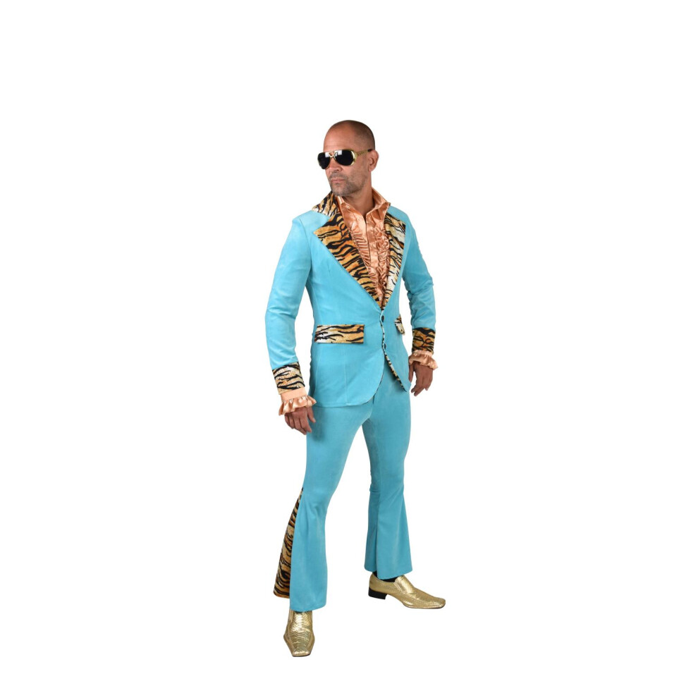 Magic By Freddy (Small 38/40" Chest) Deluxe 70'S Velvet Pimp - Turquoise & Tiger Green,Not,Specified