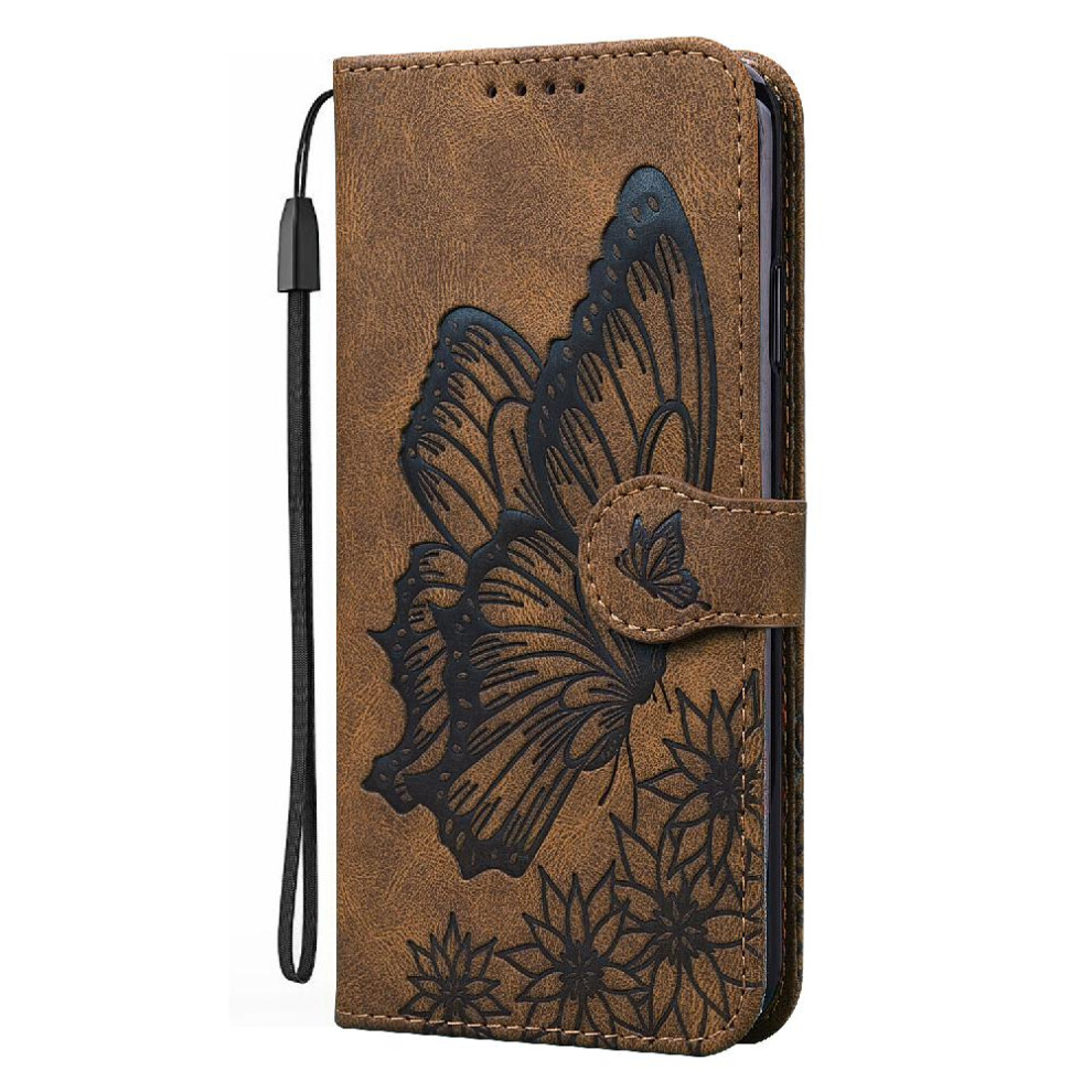 (Brown) Case For Samsung Galaxy A55 5G Kickstand Protective Leather Wallet With Card Slot Stand Flip Phone Case Big Butterfly Brown 764762748487