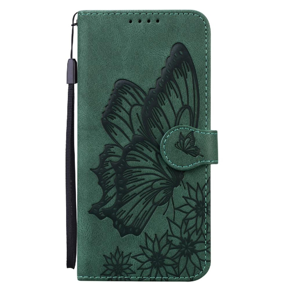(Green) Case For Samsung Galaxy A55 5G Kickstand Protective Leather Wallet With Card Slot Stand Flip Phone Case Big Butterfly Green 764762748517