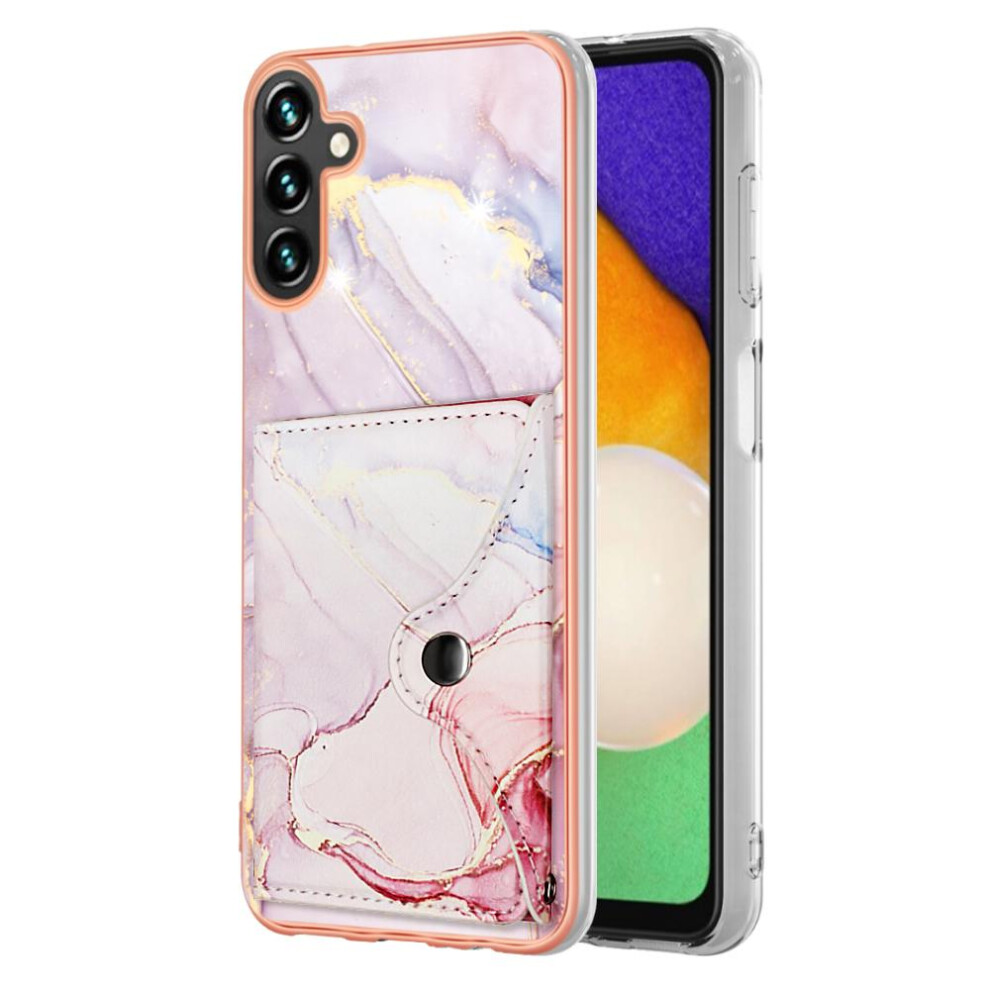 (Pink) Case For Samsung Galaxy A34 5G Marble Soft Tpu Bumper Slim Wallet Card Slots Pink 764762748746