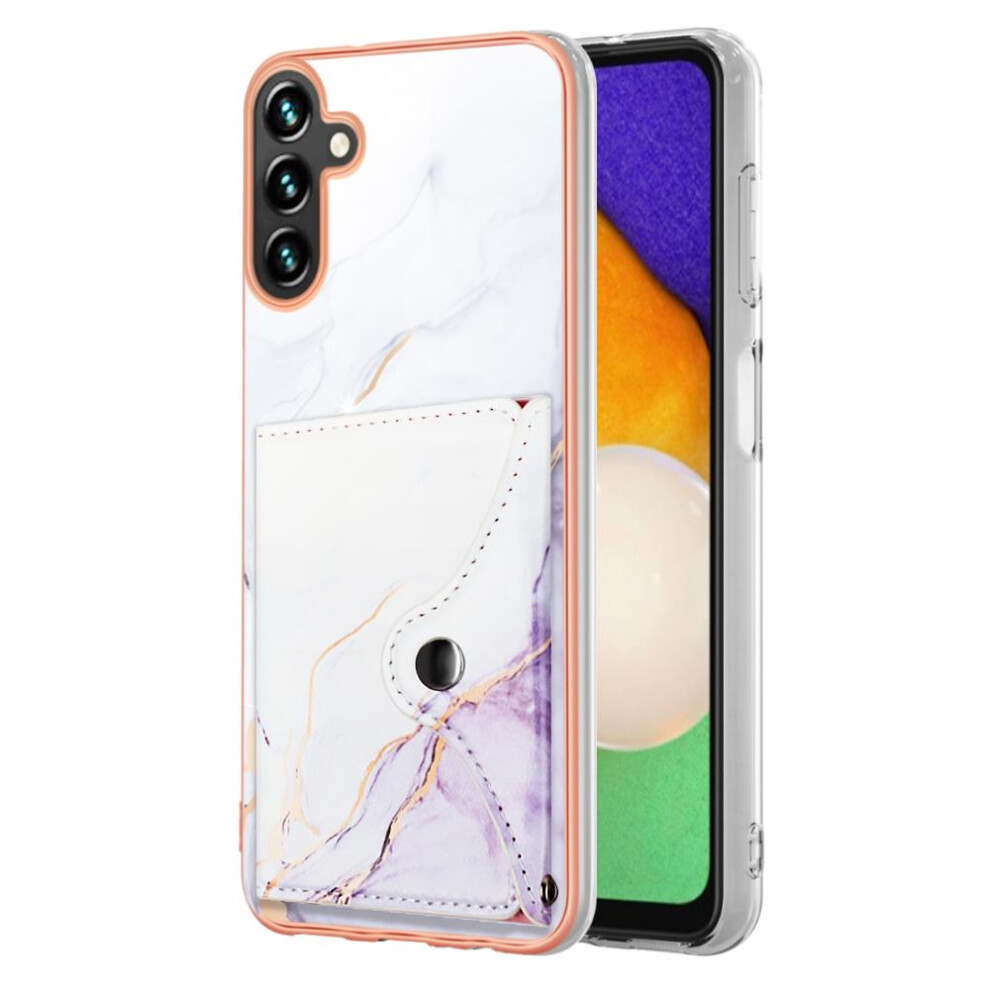 (Purple) Case For Samsung Galaxy A34 5G Marble Soft Tpu Bumper Slim Wallet Card Slots Purple 764762748753