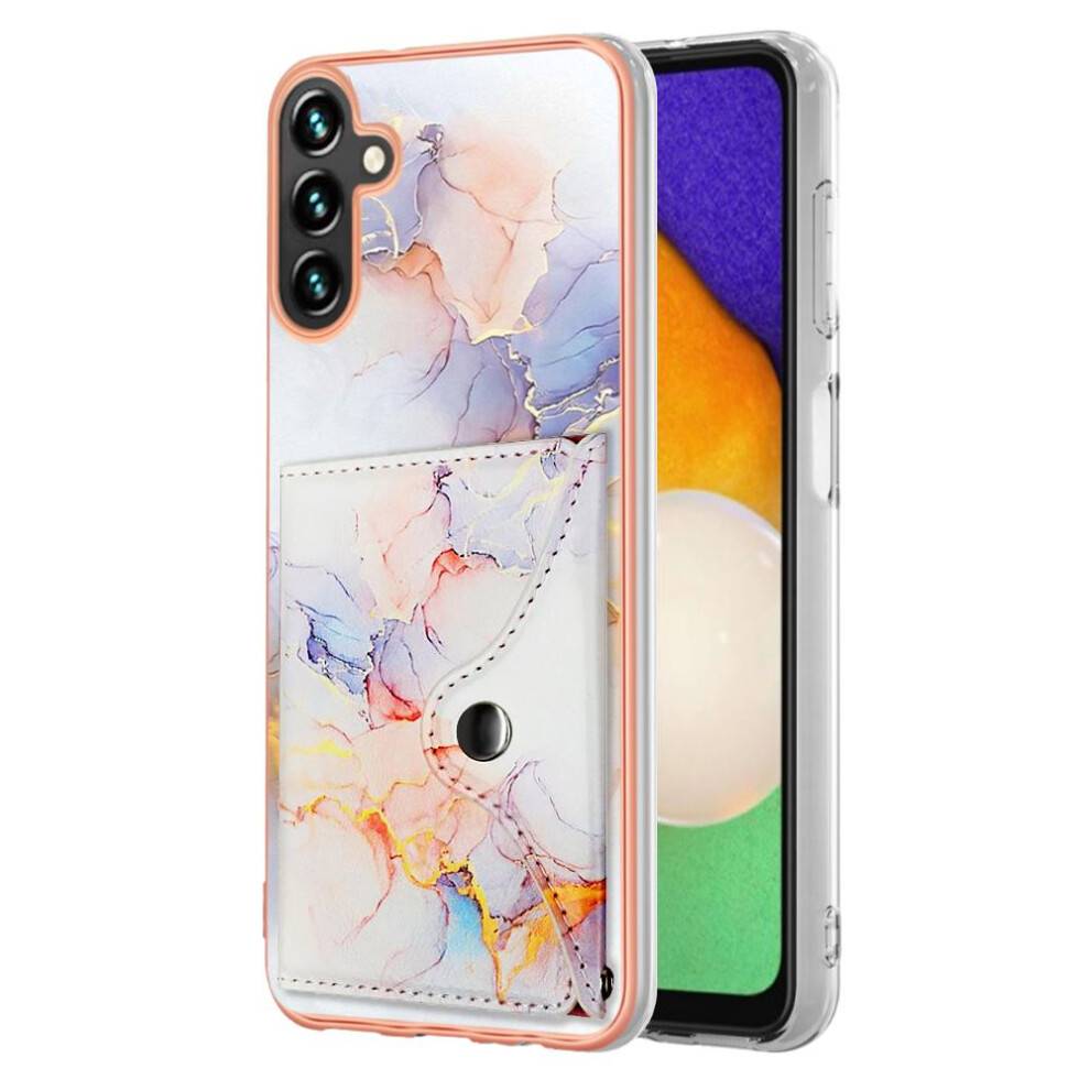 (White) Case For Samsung Galaxy A34 5G Marble Soft Tpu Bumper Slim Wallet Card Slots White 764762748722