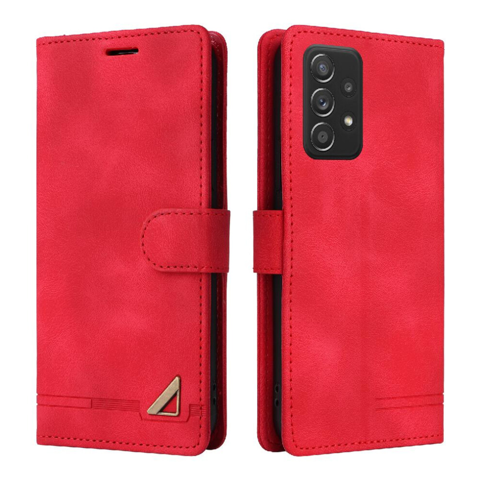 (Red) Flip Case For Samsung Galaxy A53 5G Simple Business Shockproof Leather Case Wallet Flip Cover Red 764762749026