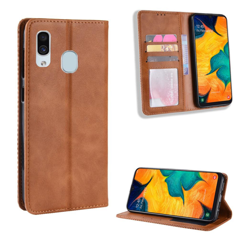 (Brown) Case For Samsung Galaxy A20e Wallet Pu Leather Magnetic Closure Brown 764762749835