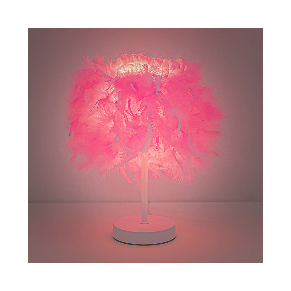 (StyleC) Warm Small Table Lamp Nordic Romantic Creative Feather Lamp Usb Power Supply