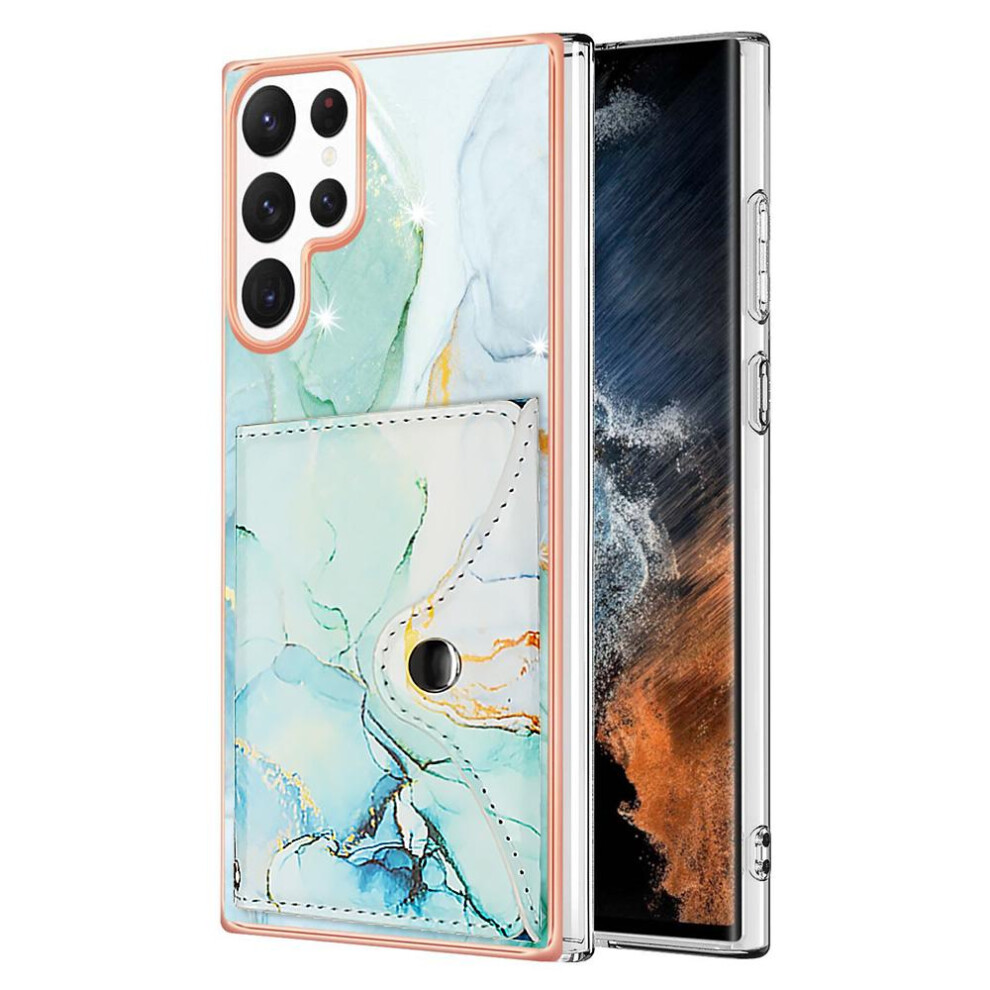 (Green) Case For Samsung Galaxy S23 Ultra 5G Card Slots Marble Soft Tpu Bumper Slim Wallet Green 764762750220