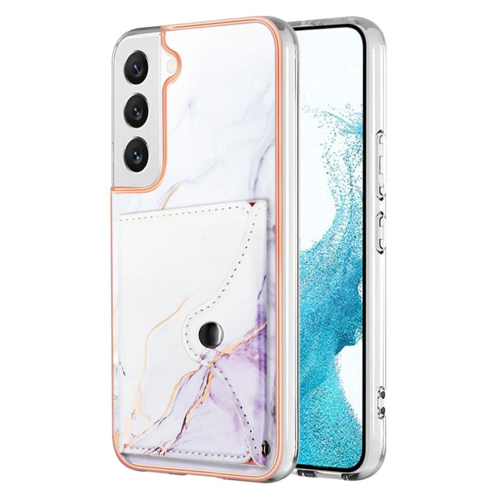 (Purple) Case For Samsung Galaxy S22 Plus 5G Soft Tpu Bumper Marble Card Slots Slim Wallet Purple 764762750312