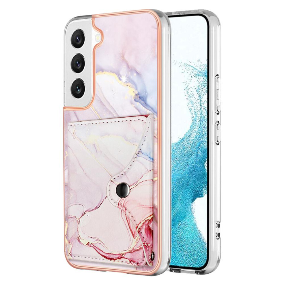 (Pink) Case For Samsung Galaxy S22 Soft Tpu Bumper Card Slots Marble Slim Wallet Pink 764762750350