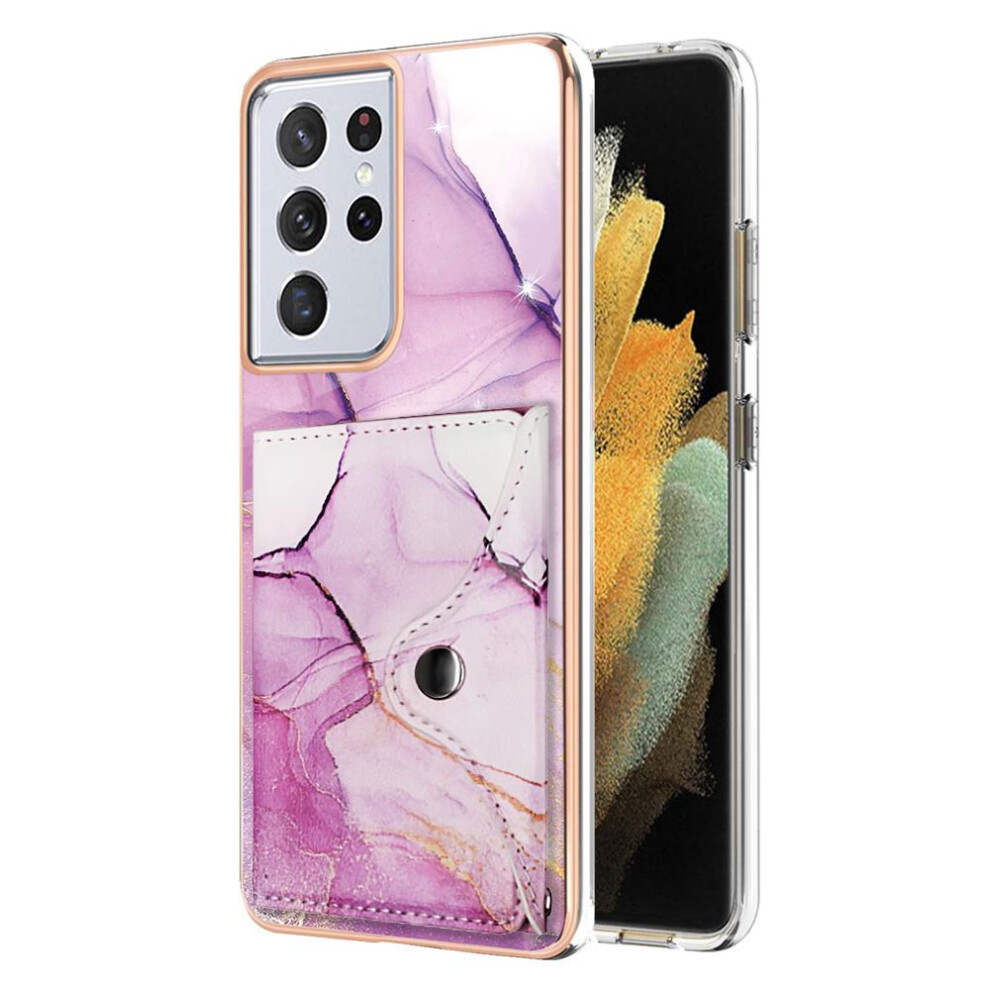 (Rose ) Case For Samsung Galaxy S21 Ultra 5G Slim Wallet Card Slots Soft Tpu Bumper Marble Red 764762750398