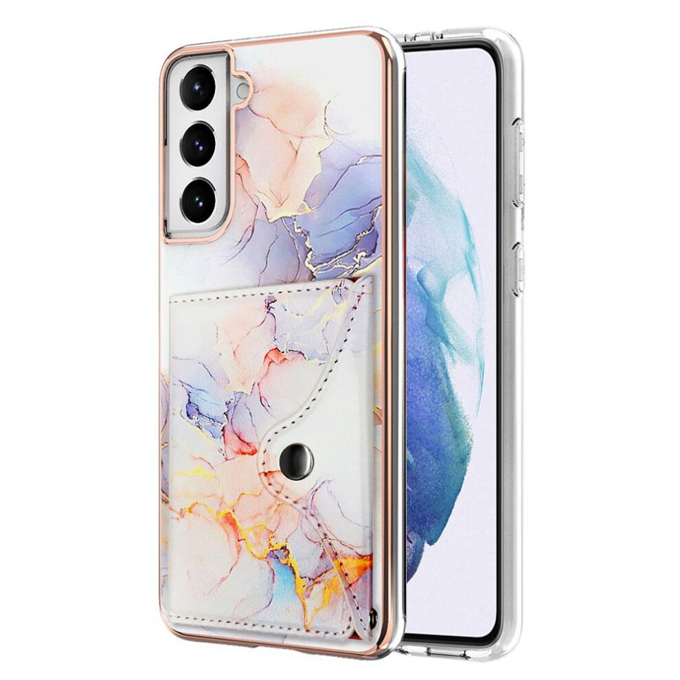 (White) Case For Samsung Galaxy S21 Fe 5G Card Slots Marble Soft Tpu Bumper Slim Wallet White 764762750435