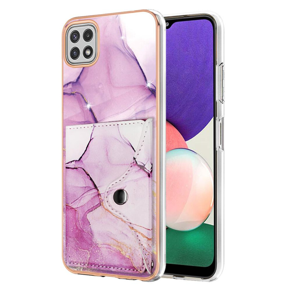 (Rose ) Case For Samsung Galaxy A22 5G Card Slots Soft Tpu Bumper Slim Wallet Marble Red 764762751340