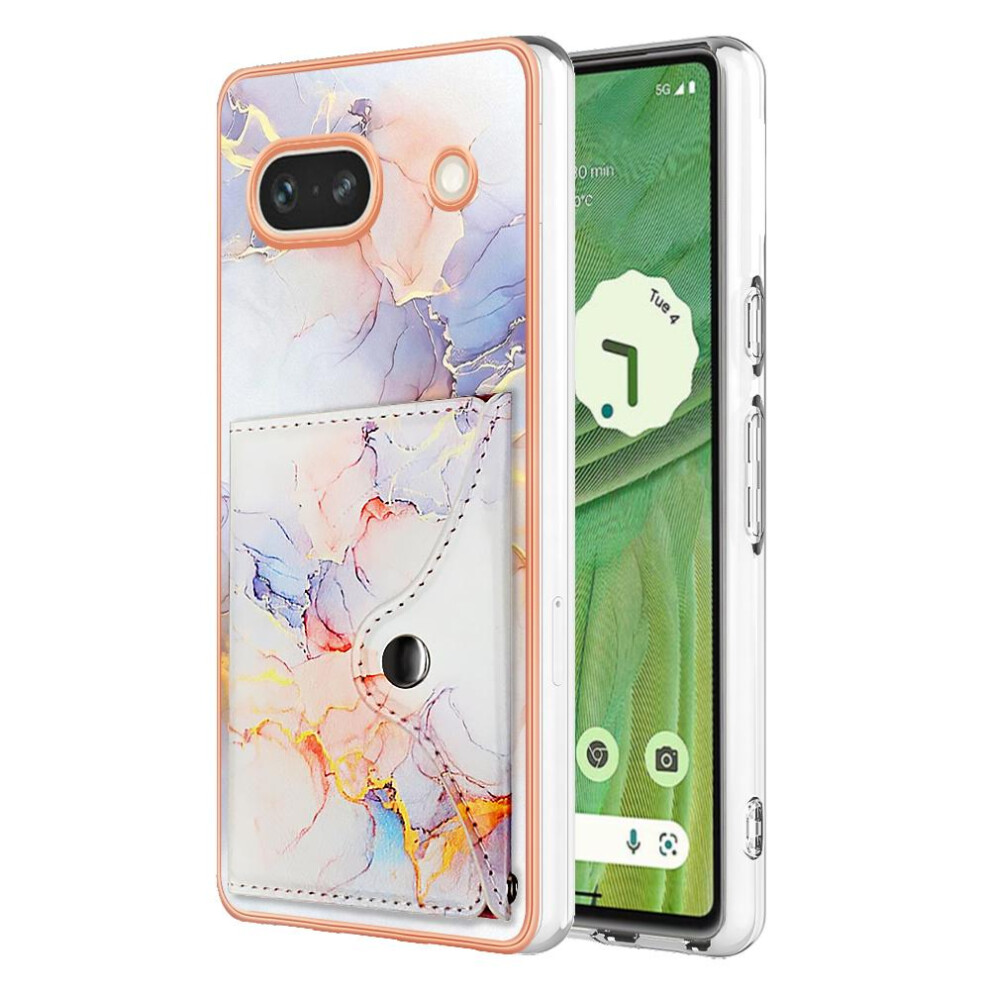 (White) Case For Google Pixel 7A Marble Card Slots Slim Wallet Soft Tpu Bumper White 764762752033
