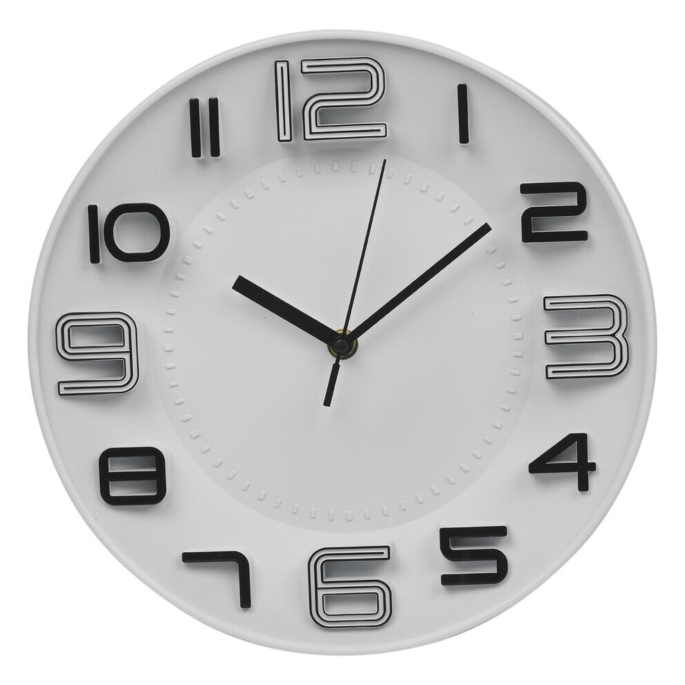 (White) 28cm Diameter White/Dark Grey Large Analogue Wall Clock