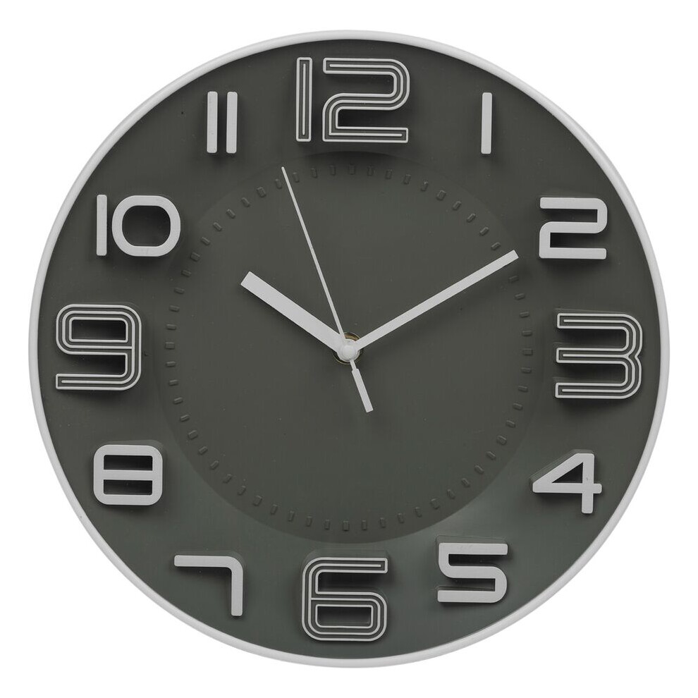 (Dark Grey) 28cm Diameter White/Dark Grey Large Analogue Wall Clock