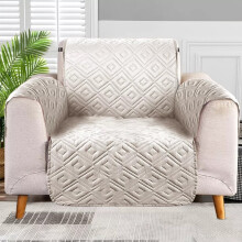 (Cream Beige, 1 Seater Sofa Cover) Reversible Quilted Waterproof Sofa Cover Recliner Chair & Pet Cover