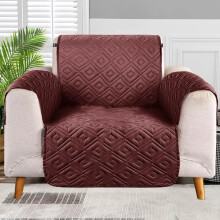 (Brown &amp; Beige, 1 Seater: 165 x 179 cm) Water Proof Sofa Cover Reversible Chair Recliner Cover Quilted Furniture Pet Protector