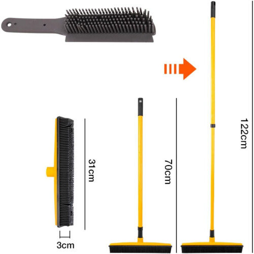ONESAVE Long Handle Rubber Broom Pet Hair Remover 1