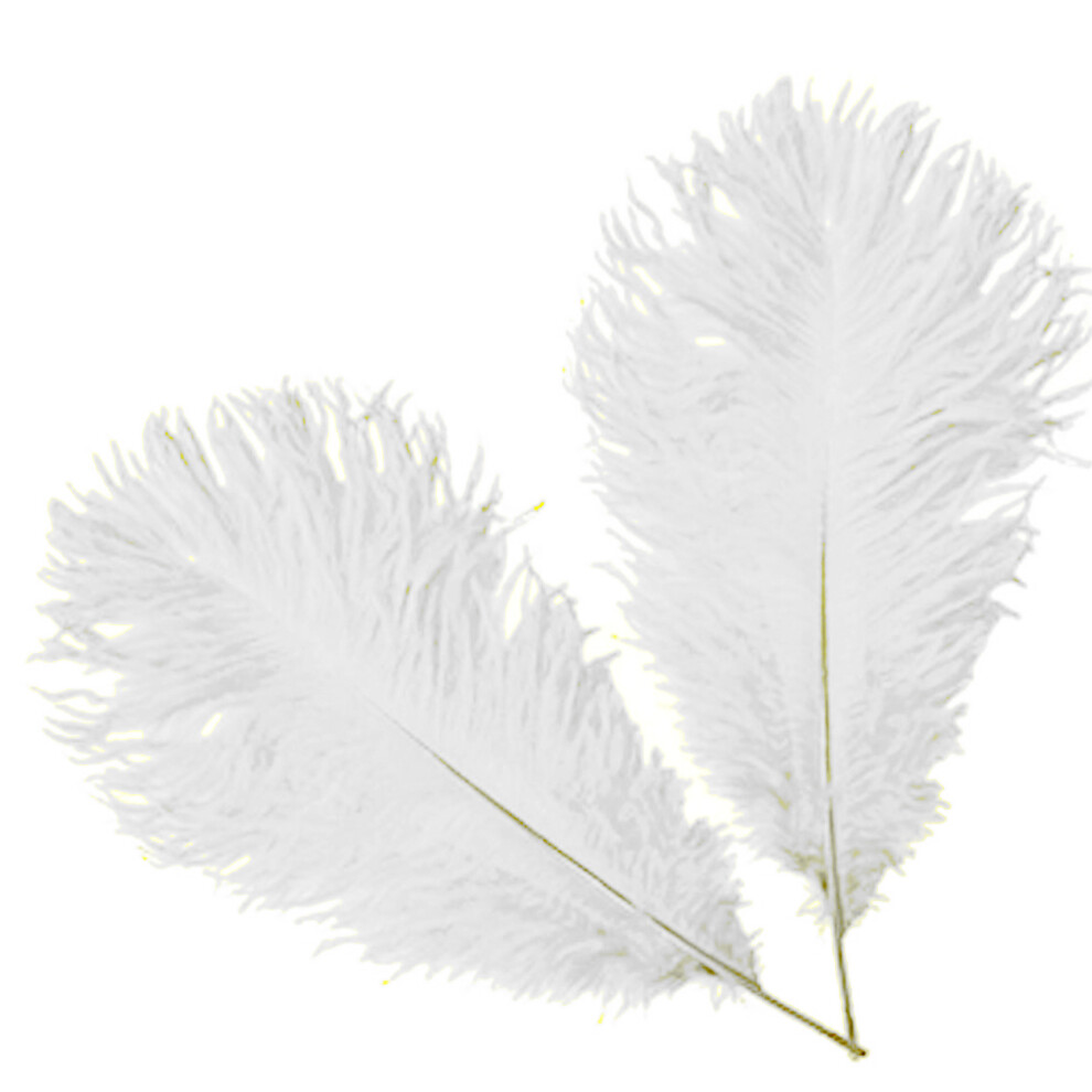 (White, 5pcs) 35-40cm Ostrich Feathers Real Feathers Natural Ostrich Feather Fringe for Wedding Table Centrepieces Home Costumes Headdresses Showgirl Spadones