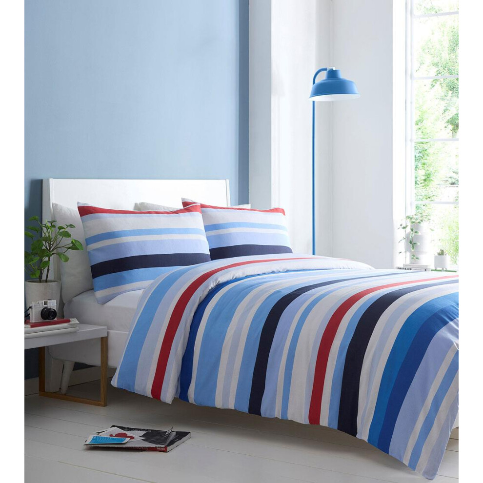 (Double) Duvet Set Red White Blue Stripe Quilt Cover