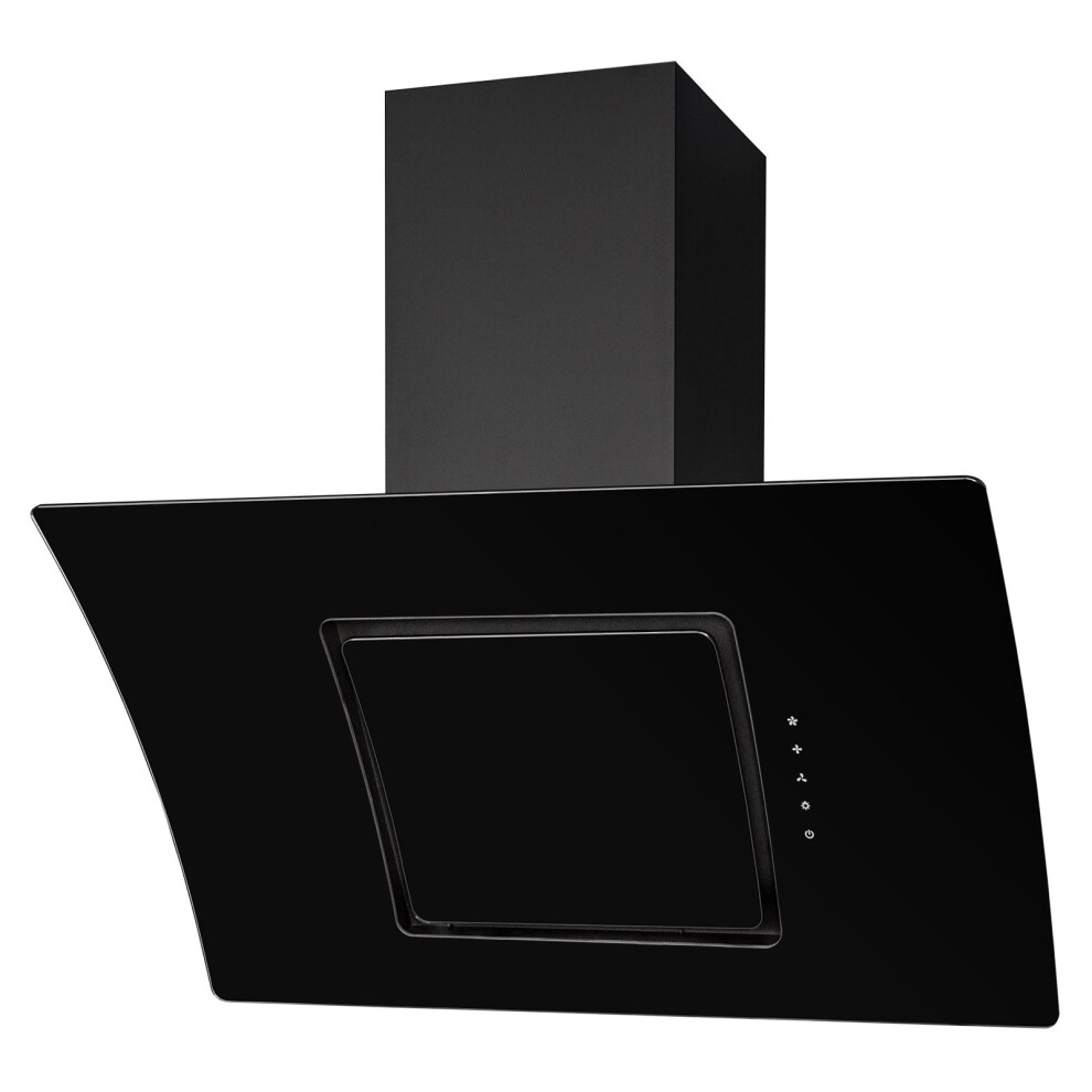 SIA AT91BL 90cm Touch Control Black Angled Glass Cooker Hood Extractor Fan