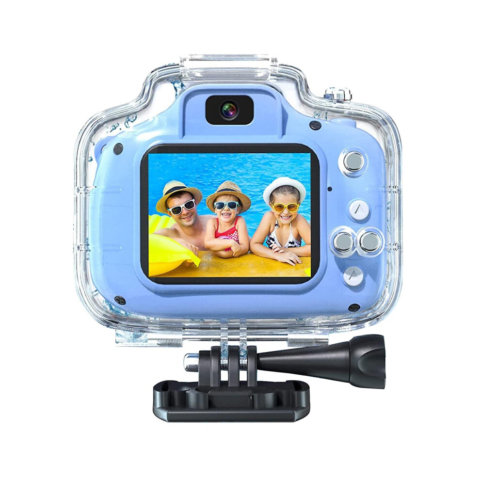 (Blue) Children Swimming Camera Waterproof High-definition Pixels Stretchable Photo Size Sports Shoot Underwater Kids Camera Children Birthday Gift