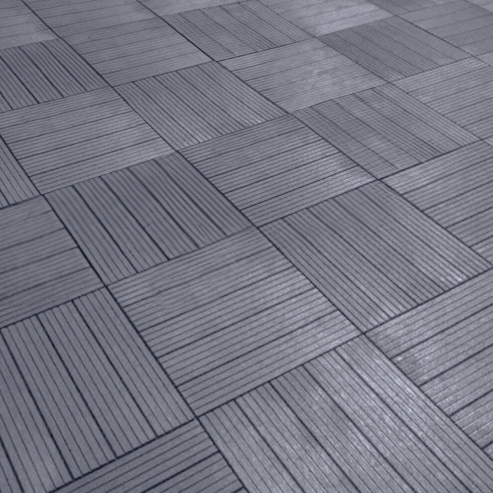 Cosmpolitan Eco Interlocking 30X30cm Decking Tiles - Cool Grey (Pack Of 10) | 1.5Cm Thick, Rubber, Drainage, Non-Slip | Ref 107181 5056010149920