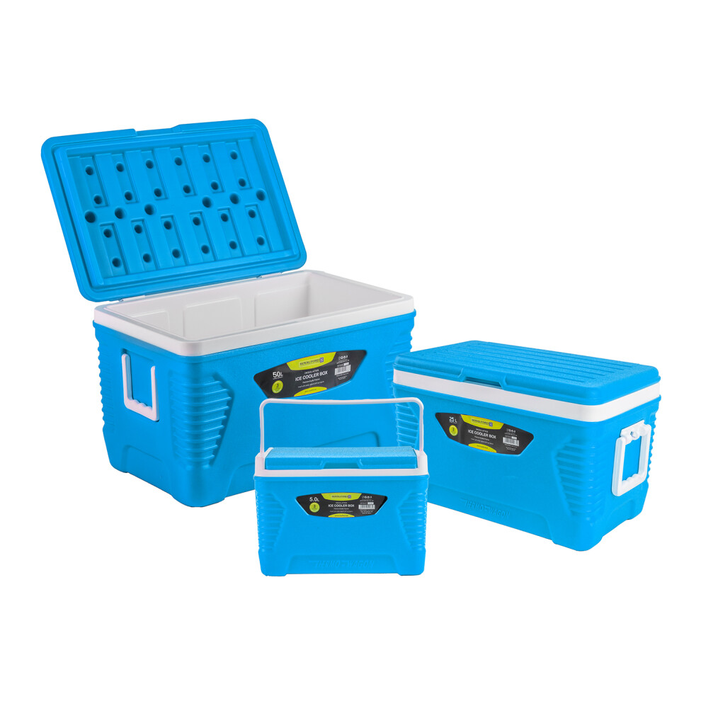 (Blue) ROYALFORD Ice Cooler Box Set of 5L, 25L,&50L Boxes