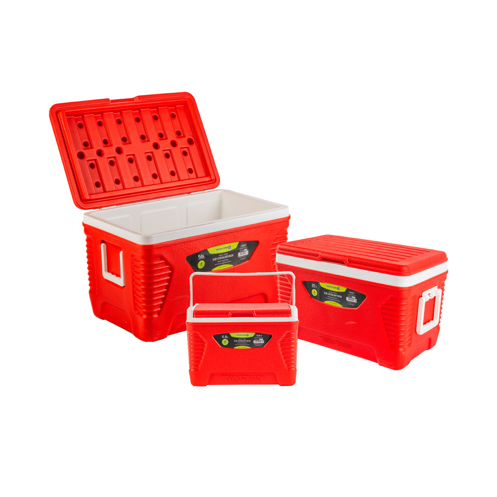 (Red) ROYALFORD Ice Cooler Box Set of 5L, 25L,&50L Boxes