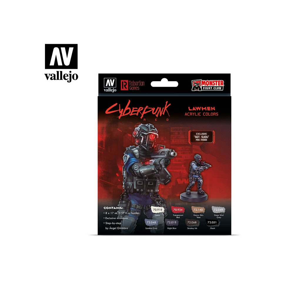 VAL72308 - AV Vallejo Cyberpunk - Lawmen Sgt Suou (x8) & Figure