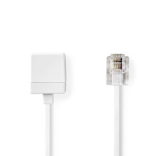 Cable de extensión para telecomunicaciones | RJ11 macho | RJ11 hembra | 5,00 metros | Diseño de cable: Plano | Tipo de cable: RJ11 | Blanco