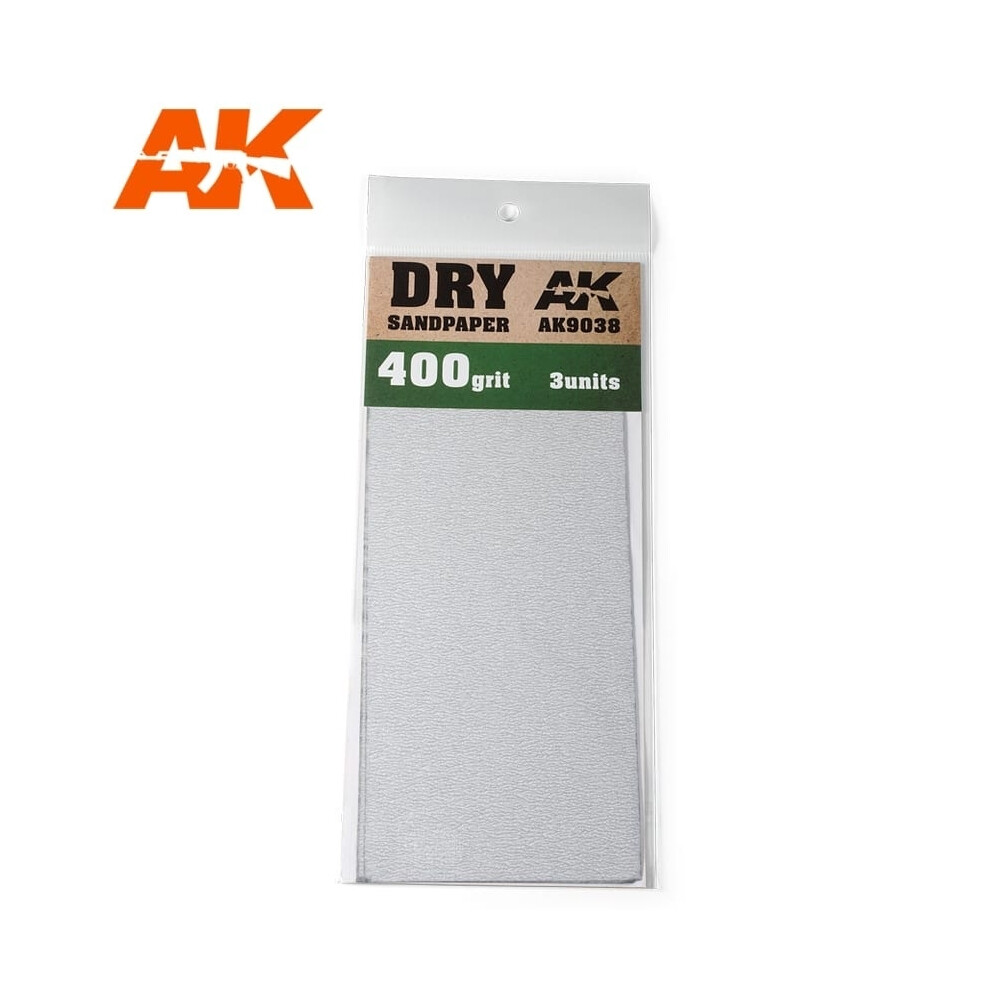 Ak09038 - Ak Interactive Sandpaper - Dry, 400 Grit, 3 Units 8435568305434