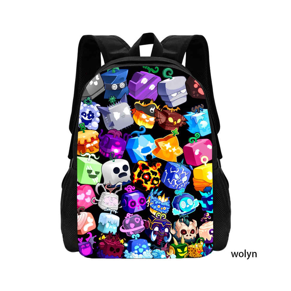 (Backpack 001) 3Pcs Set Blox 3D Fruit School Backpack with Shoulder Bags Pencil ,Cartoon for Boys Girls