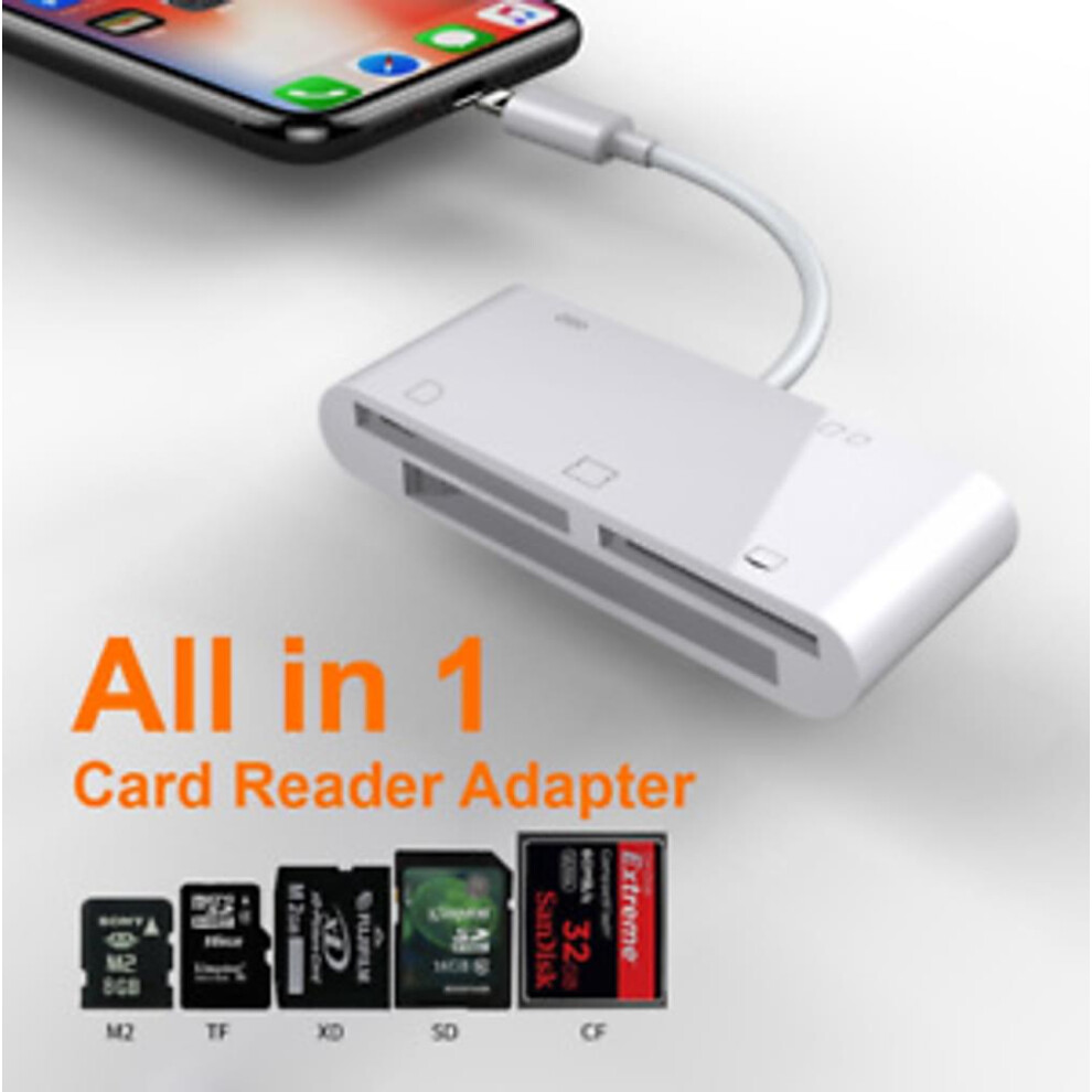 Card Reader, Cf Sd Tf Lightning Card Reader Adapter Universal Card Reader Compatible With Apple 9379360655023