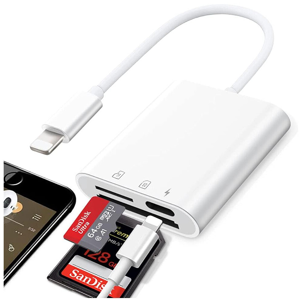 Sd Card Reader compatible with iPhone iPad 3 in 1 Memory Card Reader Plug and Play Micro SD Card Reader SD