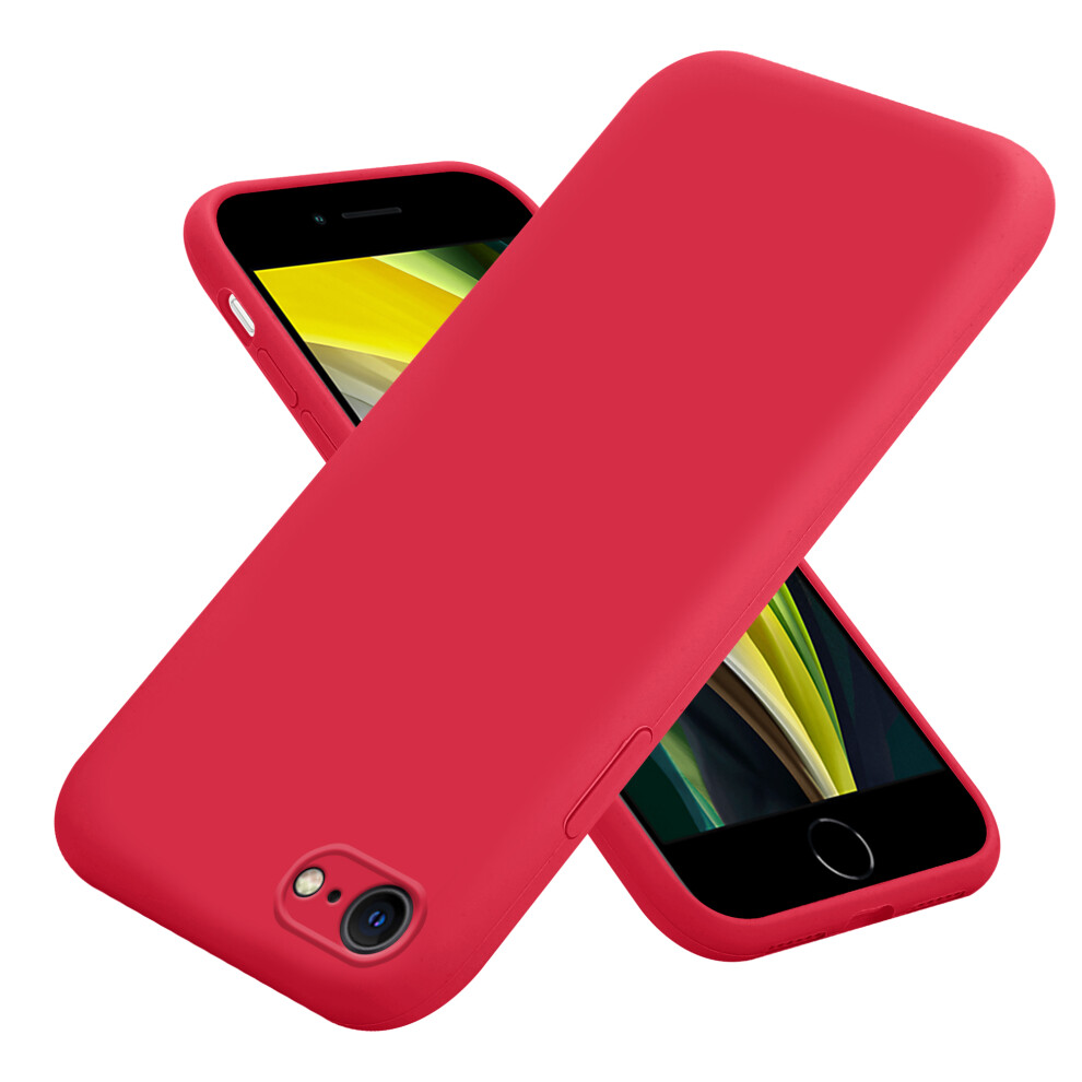 (IPHONE SE 2020, Red) For Apple iPhone 15 14 13 12 Pro Max SE 2020 / 2022 / 7 / 8 Liquid Silicone Shockproof Phone Case