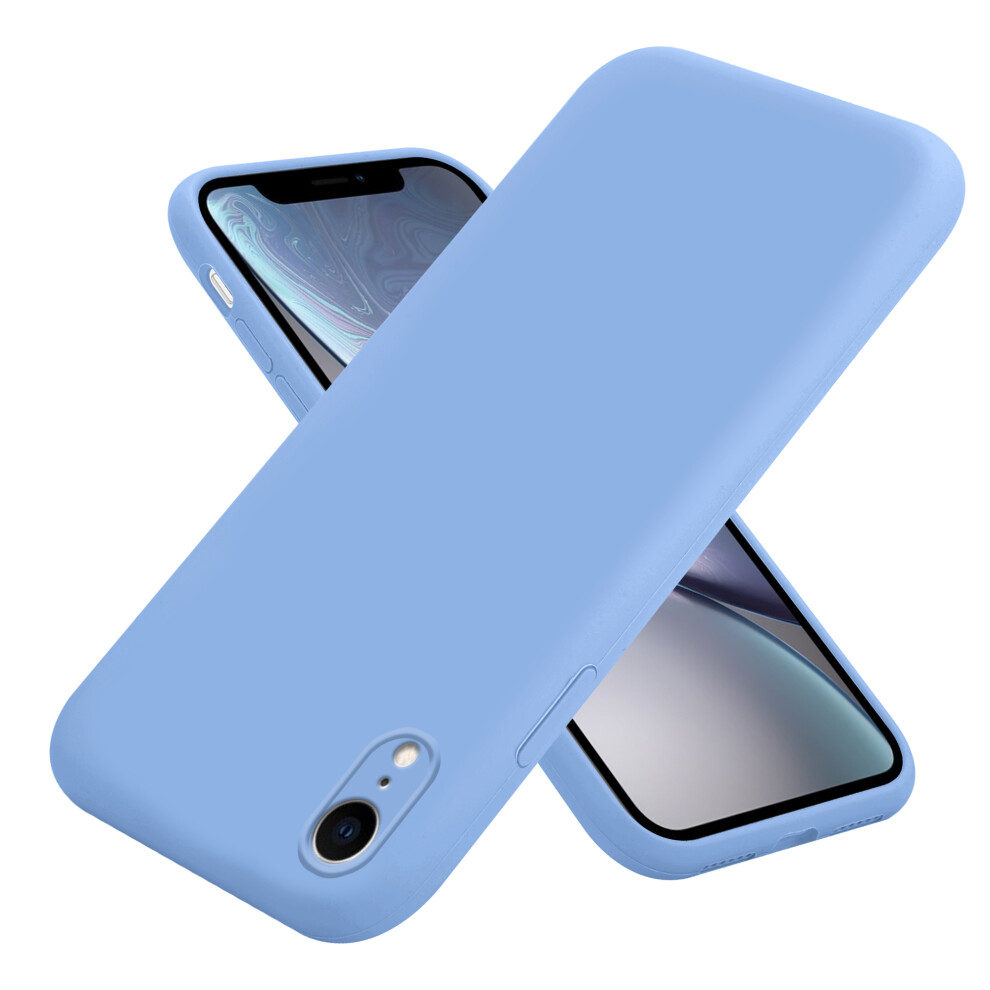 (IPHONE XR, Sky Blue) For Apple iPhone 15 14 13 12 Pro Max SE 2020 / 2022 / 7 / 8 Liquid Silicone Shockproof Phone Case