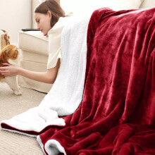(King: 200 cm x 240 cm., Red) 2 Layers Reversible Sherpa Fleece Warm Soft Blanket Bed Throw Sofa Mink
