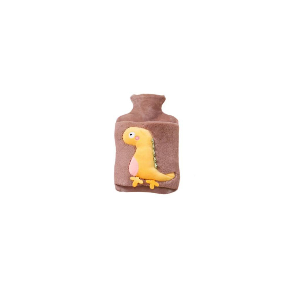 (Khaki, 1L) Cute Dinosaur Hot Water Bottles With Cover,large Thickened Delicate Plush Hot Water Bottle Hot Water Bag For Pain Relief,children