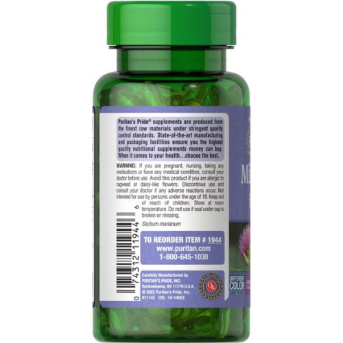 Puritan's Pride PURITAN'S PRIDE Milk Thistle Extract 1000mg 90 Softgel Capsules 1