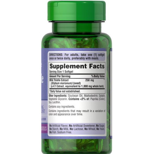 Puritan's Pride PURITAN'S PRIDE Milk Thistle Extract 1000mg 90 Softgel Capsules 2