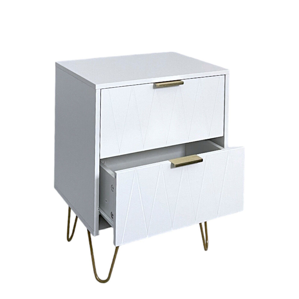 Bedside Tables With 2 Drawer Gold Legs Side Table Bedroom Furniture White