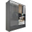 (Grey, 150 cm)  Sycylia High Gloss Wardrobe 1