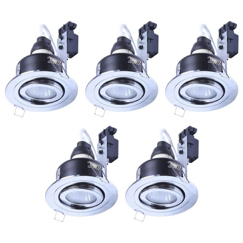 Litecraft Recessed Tiltable Bathroom IP65 Downlight In Chrome - 5 Pack