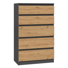 MILAN - Modern 5-drawer chest - 70x40x112 cm - Storage furniture - Scandinavian Style