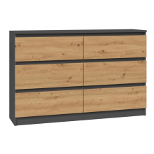 MILAN - Wide Drawer Dresser, 6 drawers - 30x120x77cm - Scandinavian style - Storage furniture