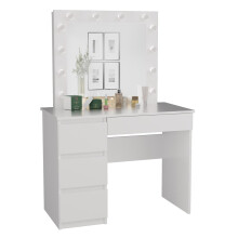 CAROL - Vanity desk with mirror + LED lighting - 4 drawers - 98x76x51 cm - Office