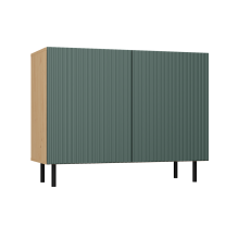 (Green) CAMI - 2-door glamour sideboard - 100x40x78 cm - 4 storage niches - Slatted doors