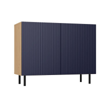 (Blue) CAMI - 2-door glamour sideboard - 100x40x78 cm - 4 storage niches - Slatted doors