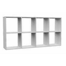 (White) MARION - Modular shelf with 8 cubes - Bookcase with 8 compartments - 147x30x75 cm - Storage unit