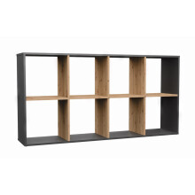 (Grey & Oak) MARION - Modular shelf with 8 cubes - Bookcase with 8 compartments - 147x30x75 cm - Storage unit
